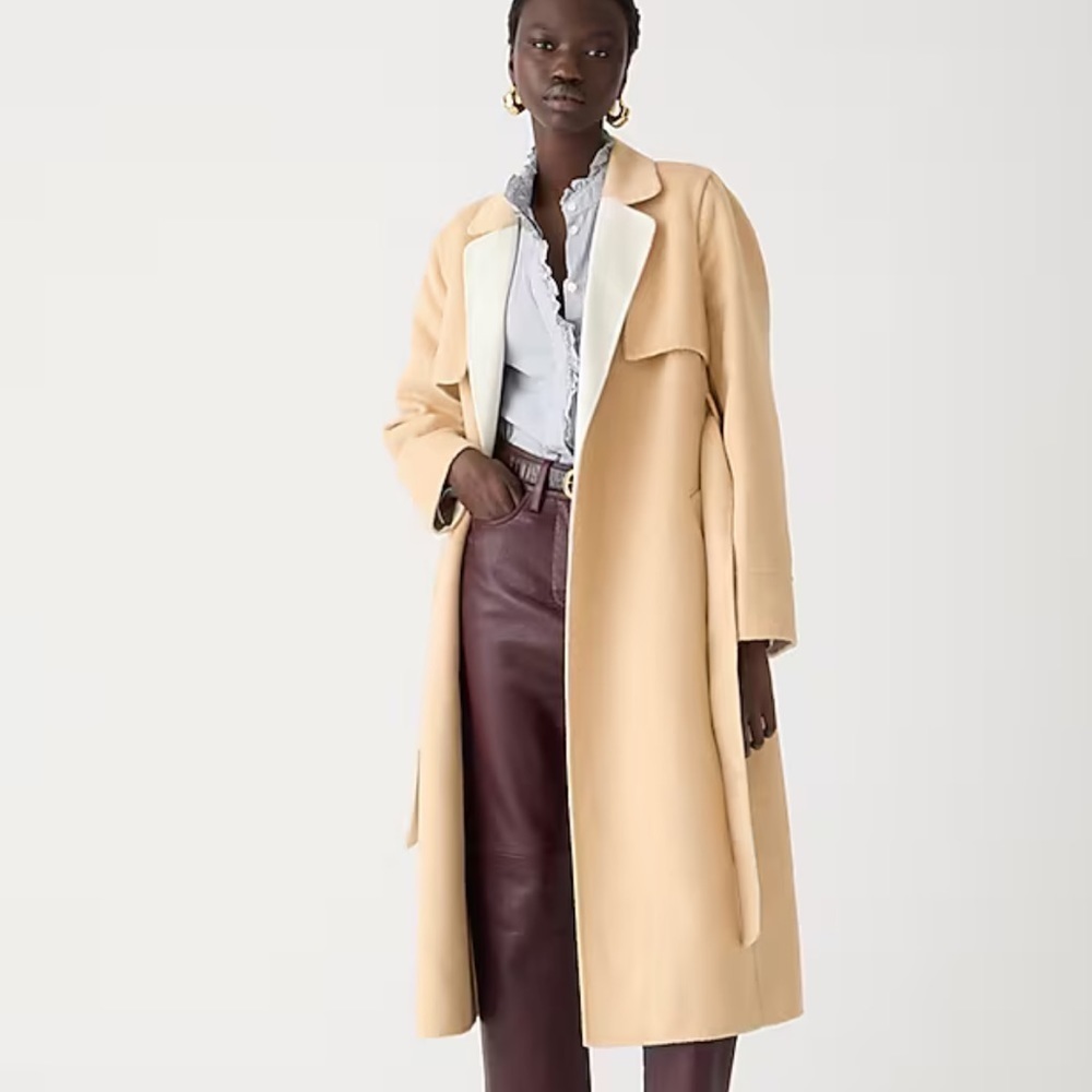 J crew natural sand Harriet trench coat in double-faced blend